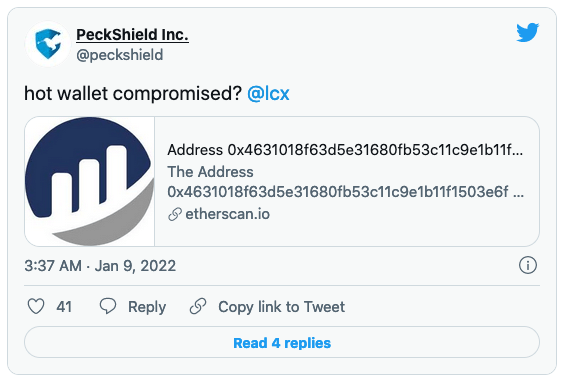 LCX теряет 6,8 млн долларов из-за компрометации горячего кошелька на блокчейне Ethereum