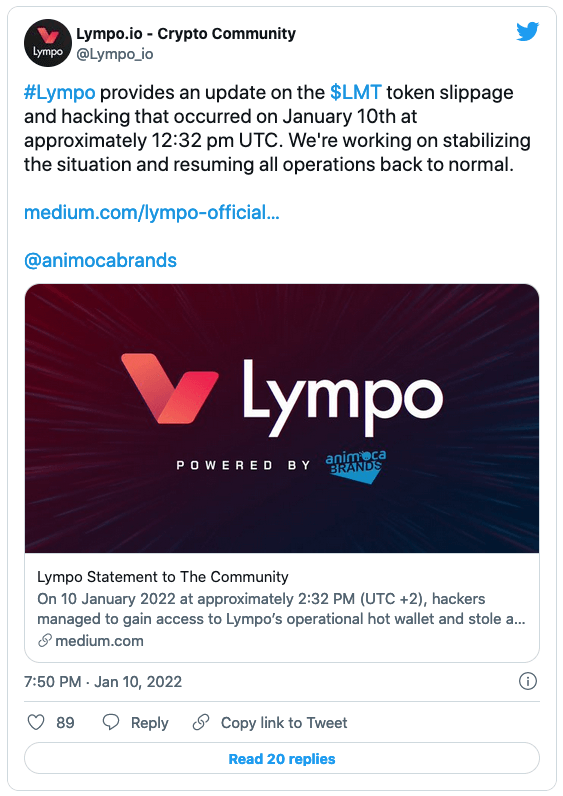 Платформа Lympo NFT от Animoca Brands взломана на $18,7 млн