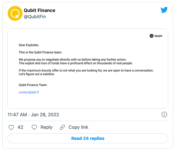 Qubit Finance понесла убытки в размере $80 млн после взлома